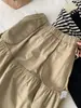 Falda Media Floral de Brotes Caqui Retro Japonesa para Mujer, Versión Coreana, Petite, Patchwork, Cintura Alta, Falda de Trabajo 100% Algodón, Otoño Transfronteriza