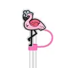 Serie Creativa de Flamencos de Dibujos Animados Tapa de Popote de Goma Suave de PVC Tapón a Prueba de Polvo 10 mm Decoración de Popote Personalizada DIY en Stock