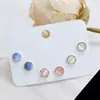 Pendientes con agujero en la oreja con piedra de ojo de gato, adecuados para 3 pares de pendientes sencillos de alta gama para mujer, joyería fresca y dulce para las orejas 925 al por mayor