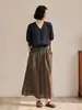Las Camisas Hermosas de Moda de Este Año, Tops de Estilo Francés, Modernos y Adelgazantes, Camisas Negras de Cáñamo con Cuello en V 6023