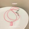 Collar con colgante estilo japonés y coreano, estilo retro, de doble capa, apilado, para chica, con bonito oso de dibujos animados rosa, estilo hip hop, estilo callejero, cadena para clavícula.