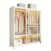 Armario Sencillo con Puertas Correderas para Uso Doméstico, Adecuado para Dormitorio o Habitación de Alquiler, Armario Pequeño de Acero Ensamblado para Niños, Gabinete de Almacenamiento de Ropa