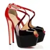 Sapatos de moda europeus e americanos transfronteiriços, boca de peixe, cor combinando, tira cruzada, plataforma aquática, salto alto, sapatos femininos de comércio exterior