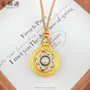 Pendente Bússola Giratória Azul e Branco de Porcelana com Alta Retenção de Cor para Mulheres, Colar Corrente de Suéter Estilo Chinês Atacado
