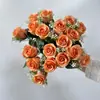 Buquê de rosas artificiais com chifre de flor, 18 cabeças, rosas em formato de coração de gelo, flores artificiais, planta verde, decoração de casamento por atacado, INS cross-border