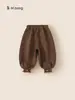 Pantalones Joggers de Pana Acolchados Engrosados Bangxuan Ropa Infantil Invierno Niños Pequeños Niñas Sueltos Cómodos Pantalones de Invierno para Niños