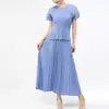 Traje de falda de moda para mujer, de alta gama, para verano, casual, conjunto completo de tres piezas, plisado, elegante, conjunto de dos piezas