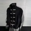Nueva chaqueta para hombre estilo chino con cierres de botón tradicionales, diseño de primavera, chaqueta tipo béisbol con cuello mao y tres rayas, chaqueta tipo cárdigan deportivo