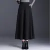 Saia Midi Evasê de Cintura Alta para Mulheres, Novo Estilo Outono/Inverno 2026, Fashion, Versátil, Elegante, Para o Trabalho, Saia com Barra Larga