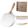 Pala para pizza plegable de aluminio de 12 pulgadas con mango de madera, juego de herramientas para cortar pizza, pala para hornear pizza