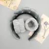 Set de Diadema y Muñequeras de Esponja para Nube Transfronterizo para Mujer, Terciopelo Estrellado con Pedrería Estilo Ins Accesorios para el Cabello de Celebridades de Internet Coreanas