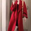 Novo Estilo Outono e Primavera 2026 Casaco de Lã Petite Vermelho Casaco de Caxemira Dupla Face para Noiva Estilo Médio Feminino