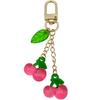 Artículo Popular de Comercio Exterior de Amazon: Llavero de Resina de Color Sólido con Goteo de Aceite Perla Cereza Accesorio de Llavero de Metal Colgante Pequeño