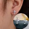Pendientes de Tachuela Cruzados Minimalistas Nuevos Transfronterizos, Pendientes de Moda de Lujo Ligero con Circonita de Alta Venta, Tendencia Versátil
