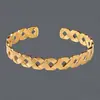 Fornecimento Exclusivo Transfronteiriço de Pulseiras Abertas Irregulares Estilo Europeu e Americano, Aço Inoxidável Galvanizado a Ouro Real 18K, Pulseiras Femininas de Luxo Leve Atacado