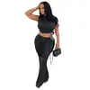 C7528 Transfronterizo Aliexpress Amazon Moda Europea y Americana para Mujer Conjunto de Dos Piezas Casual sin Mangas Crop Top y Pantalones Largos