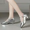 Zapatos de baile para mujer de tacón medio-alto, suela blanda, parte superior suave, adecuados para usar en exteriores, para personas de mediana edad y mayores, actuaciones de baile, zapatos de baile en línea para profesores