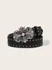 Cinturón de Cuero Nuevo de Moda para Hombres con Remaches de Personalidad, Cinturón Juvenil, Hebilla de Presión Punk Cinturón Casual para Mujeres, Al Por Mayor en Stock
