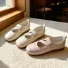 Bailarinas de tira cruzada para mujer, punta fina, estilo Mary Jane plano, punta redonda, suela blanda, casual, versátil para primavera y otoño