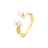 Anillo de lujo con diseño retro geométrico, hueco, simple, con perla de agua dulce natural Aurora, estilo corte abierto para mujer, ligero y nicho.