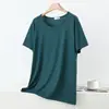 Nueva camiseta de verano para mujer, modelo modal, cuello redondo, talla grande, manga corta, camisa base casual holgada