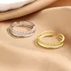 Anillo de cuentas redondas de doble capa simple para dedo de comida anillo para dedo femenino anillo liso anillo abierto diseño de nicho anillo de cola joyería al por mayor personalizado