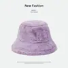 Sombrero de pescador de felpa de colores brillantes para otoño e invierno, cálido y a prueba de frío, versátil, moderno, casual, con un toque de alta gama, hace que la cara se vea más pequeña