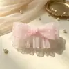 Grampo Preguiçoso de Laço com Bolinhas em Tela Verde Menta Doce Estilo Coreano Presilha de Cabelo de Laço para Menina Acessório de Cabelo Super Fada