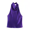 Fabricante Mayorista de Ropa para Mujer Transfronteriza Moda Femenina Estilo Europeo y Americano Nuevo 2025 Top Halter Sexy de Satén
