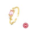 Moda Europeia e Americana Prata de Lei S925 Simples Opala Duplo Diamante Pérola Rosa Gema Anel de Noivado Casamento