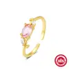 Anel de prata esterlina S925 com zircônia retrô de luxo leve feminino europeu e americano ins diário simples anel aberto pulseira