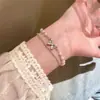 Pulseira Versátil de Prata de Lei S925 com Bola de Zircônia Cintilante Joias de Nicho Elegantes Pulseira Simples de Diamantes Pequenos Acessórios de Moda