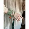 108 Cadena cruzada larga con cuentas de cinabrio, primavera y verano, nuevo collar de estilo nacional chino, cheongsam antiguo, cadena de lana de alta gama