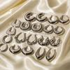 Pendientes huecos lisos franceses de acero inoxidable de red INS con aros de moda que combinan con todo para mujer