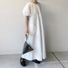 Destacar 2024 Verano Nuevo Estilo Coreano Holgado Blanco Crudo Estilo Bosque Largo Color Puro Manga Abullonada Elegante Falda Larga