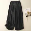 Tiro Real de los Pantalones Casuales Versátiles Artísticos con Volantes Elásticos en la Cintura, Estilo Japonés, Lavado Enzimático de Algodón y Lino, Novedad Verano 2026
