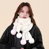 Cachecol Macio e Fofo Estilo Coreano com Pom-pom em Cor de Macaron para Mulheres, Outono/Inverno Espessado Proteção contra Frio Aquecimento, Cachecol de Tricô Fresco para Estudantes