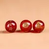 Suministro del Fabricante de Amuletos de Paz Naturales de Ágata Roja Grabada Chapados en Oro, Cuentas Redondas, Pulseras DIY, Cuentas Budistas y Venta al por Mayor de Símbolos Bagua