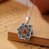 S925 prata esterlina sul ágata vermelha lótus retro pingente personalizado seis palavras mantra elegante estilo clássico das mulheres all-match pingente