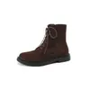 Novas botas Martin com cadarço 2023 Botas femininas estilo britânico fosco salto médio botas curtas casuais 40-43 botas de comércio exterior