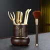 Madera Maciza Ceremonia del Té Seis Caballeros juego Ébano Pera Juego Kung Fu Accesorios para Juego de Té Pinza para Té Aguja Tenedor de Taza Bandeja de Té