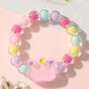 Pulsera de Caricatura Melocotón Degradado para Niñas Pulsera Princesa Color Jalea Linda Pulsera de Cuentas para Niños Joyería al Mayoreo
