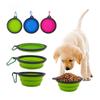 Tazón Portátil Plegable de Silicona para Mascotas Silicona de Grado Alimenticio Tazón para Perro Mosquetón para Exterior Tazón Plegable de Silicona para Mascotas