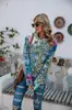 Top Estampado Estilo Bohemio Personalizado de Venta Caliente Transfronterizo Sudadera con Capucha Forrada de Felpa Moda Europea y Americana para Mujer