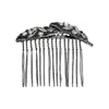 Pente de cabelo elegante com folha de strass preto para mulheres, novo acessório de nicho para coques na parte de trás da cabeça, grampo de cabelo requintado