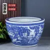 Tanque de Peces de Porcelana Azul y Blanca Cerámica Maceta Grande Maceta para Nenúfares Maceta de Loto para Cultivar Flor de Loto Maceta de Tanque de Agua Plantación en Patio Maceta de Árbol de Hierro