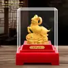 Adorno auspicioso de oveja dorada chapado en oro, decoración de oveja con cuenco del tesoro para sala de estar, entrada y oficina