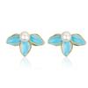 Pendientes Simi Gel Drop Perla Sintética Azul Pétalo Pendientes Simples para Dama Pendientes para Mujer