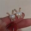 Novos Brincos de Coelho de Desenho Animado Japonês Fofo com Pérolas Argola de Prata S925 Coreana Moda Exquisite Brincos de Diamante para Menina