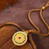 Loja de Ouro Réplica Estilo Antigo Ouro Areia Encravado com Diamantes Bússola de Oito Tesouros Giratória, Novo Estilo Chinês Bússola de Oito Tesouros Esmaltada Pingente